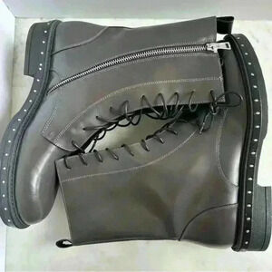 Barneys New York grey leather boots, size 42